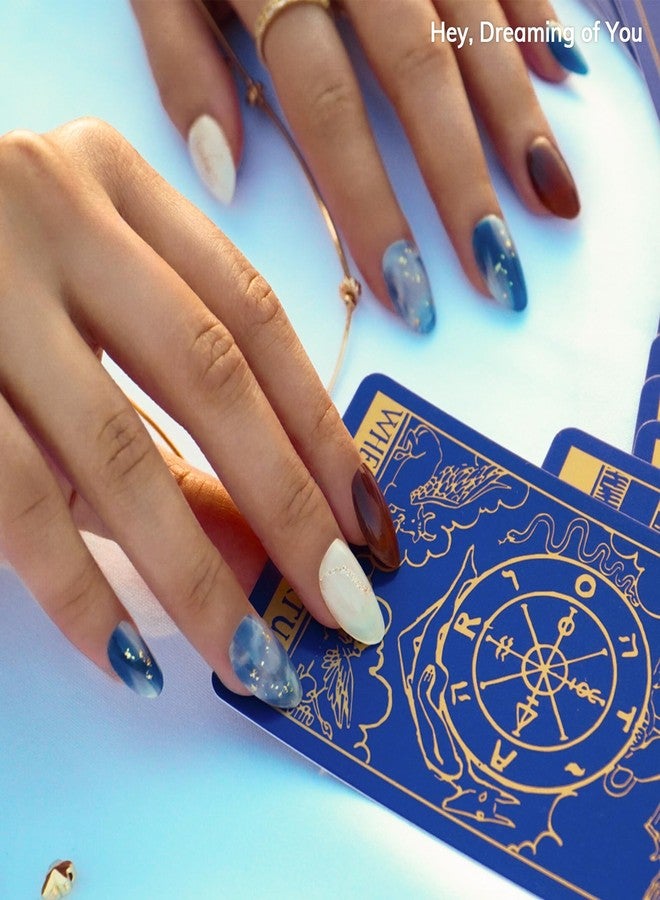 Heyhae Semi Cured Gel Nail Strips | No LED Lamp Needed | Marble, Blue, Spring | Easy Apply & Remove, Salon Quality | Includes 28 Strips, 1 Prep Pads, Nail File & Wooden Stick - Hey, Dreaming of You - Image 5